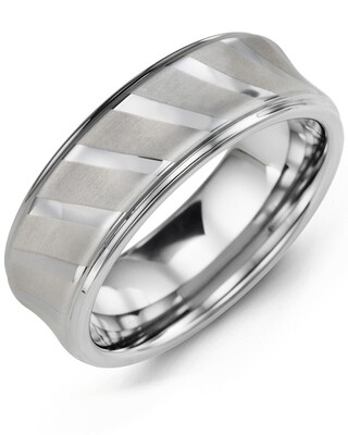 MGU - Men&#39;s Diagonal Polished Lines Tungsten Wedding Ring