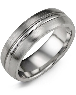 MHM - Men&#39;s Brushed Polished Accent Cobalt Wedding Band