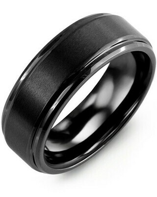 RGA - Men&#39;s Brushed Ceramic Polished Edges Wedding Band