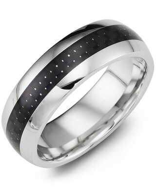 MHN - Men&#39;s Polished Dome Carbon Fiber Cobalt Wedding Ring