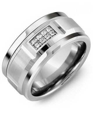 MKS MOD - Men&#39;s Wide Beveled Diamond Wedding Ring