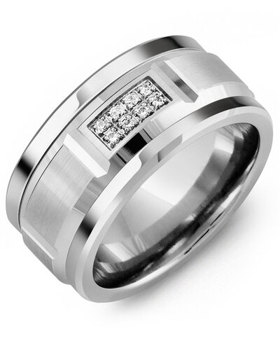 MKS MOD - Men's Wide Beveled Diamond Wedding Ring