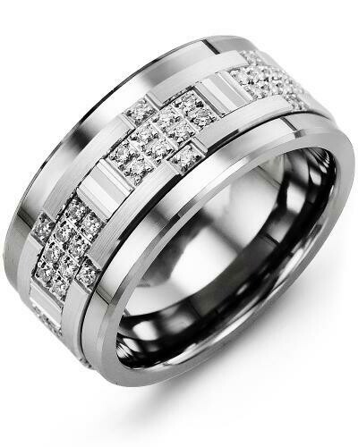 MXB MOD - Men&#39;s Wide Accents Diamond Wedding Band