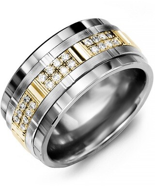 MLO MOD - Men's Multi Wide Grooved Ring with Diamonds