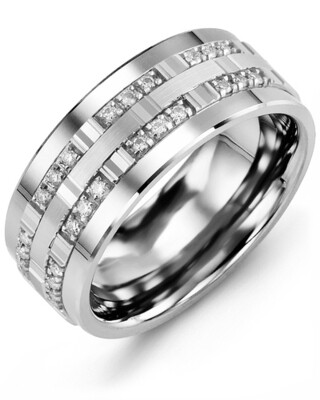 MBV MOD - Men&#39;s Outer Trio Diamonds Wedding Band