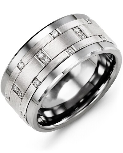 MJN MOD - Men&#39;s Scattered Wide Diamond Wedding Ring