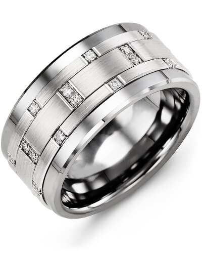 MJN MOD - Men's Scattered Wide Diamond Wedding Ring