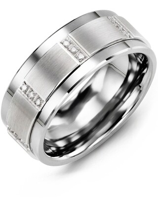 MJG MOD - Men&#39;s Vertical Trio Diamond Wedding Ring