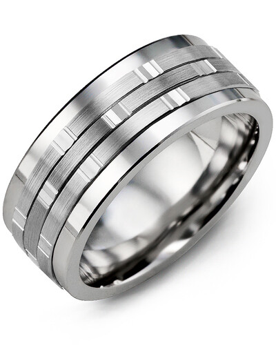 MJL MOD - Men&#39;s Vertical Trio Diamond Wedding Ring