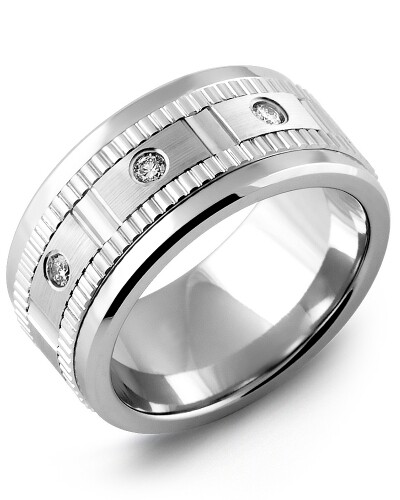 MKW MOD - Men&#39;s Carved Pattern Diamond Wedding Band