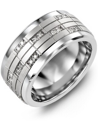 MKZ MOD - Men&#39;s Puzzle Pattern Wide Diamond Wedding Band