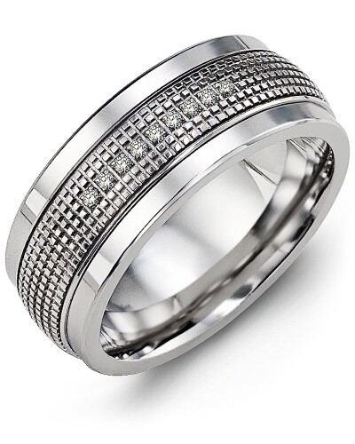 MLC MOD - Men&#39;s Infinity Carved Textured Diamond Wedding Ring