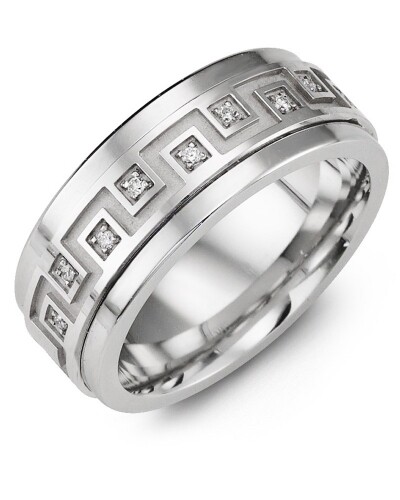 MJI MOD - Men&#39;s Geometric Greek Design Wedding Ring