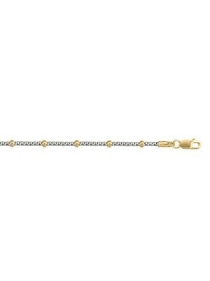 White & Yellow Gold Two-tone Station Bead Anklet 14KT White & Yellow Gold Two-tone Station Bead Anklet 14KT
