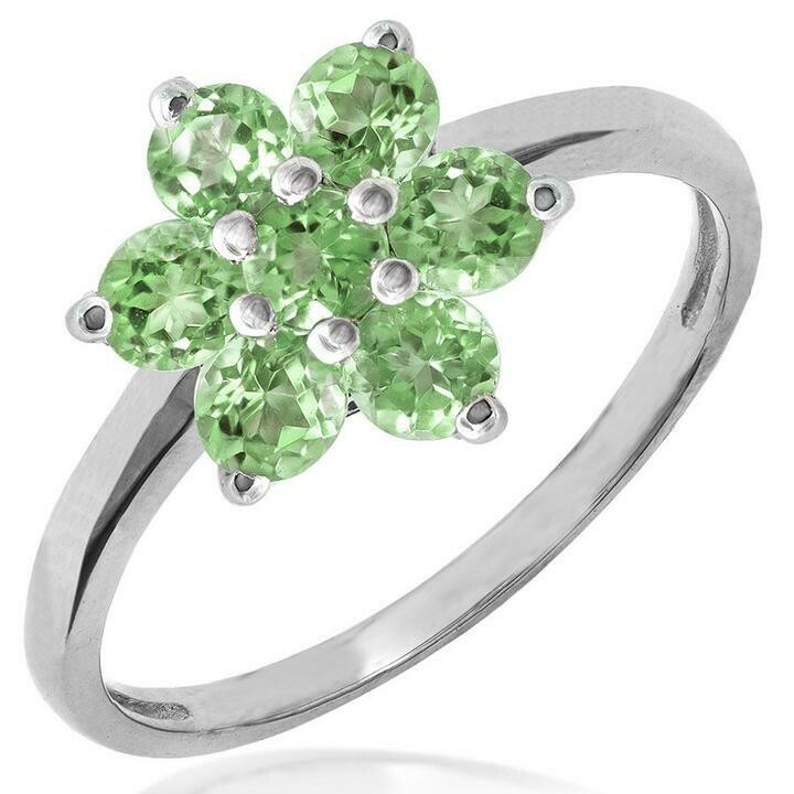 Floral Peridot Ring White Gold Floral Peridot Ring White Gold