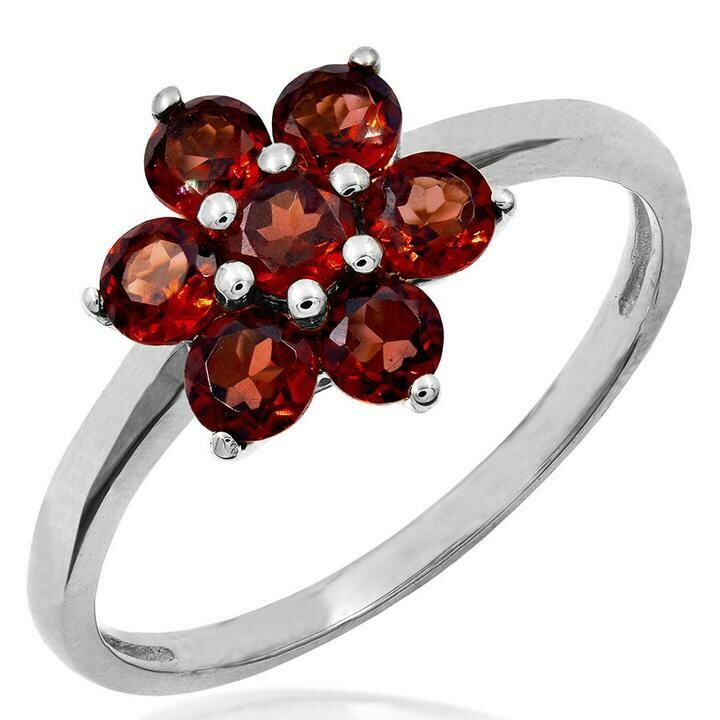 Floral Garnet Ring White Gold Floral Garnet Ring White Gold