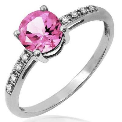 Pink Topaz Ring with Diamond Accent 14KT Gold Pink Topaz Ring with Diamond Accent 14KT Gold