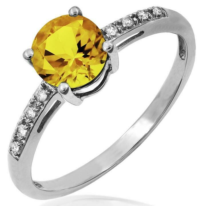 Citrine Ring with Diamond Accent White Gold Citrine Ring with Diamond Accent White Gold