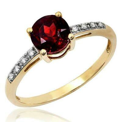 Garnet Ring with Diamond Accent Yellow Gold Garnet Ring with Diamond Accent Yellow Gold