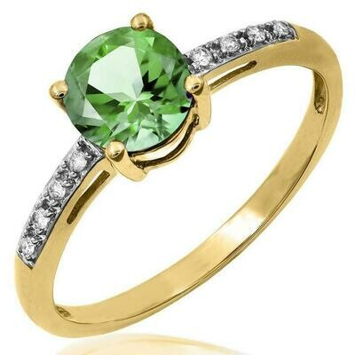 Peridot Ring with Diamond Accent Yellow Gold Peridot Ring with Diamond Accent Yellow Gold