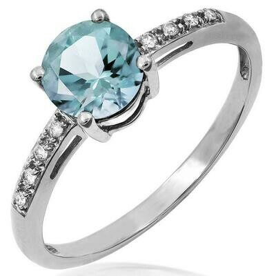 Aquamarine Ring with Diamond Accent 14KT Gold Aquamarine Ring with Diamond Accent 14KT Gold