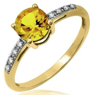 Citrine Ring with Diamond Accent Yellow Gold Citrine Ring with Diamond Accent Yellow Gold