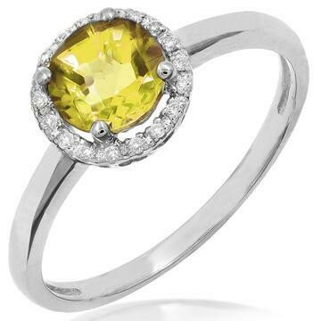 Citrine Ring with Diamond Halo 14KT Gold Citrine Ring with Diamond Halo 14KT Gold