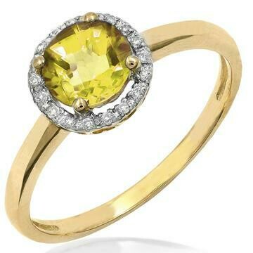 Citrine Ring with Diamond Frame Yellow Gold Citrine Ring with Diamond Frame Yellow Gold