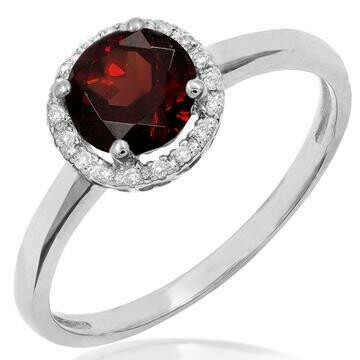 Garnet Ring with Diamond Halo 14KT Gold Garnet Ring with Diamond Halo 14KT Gold