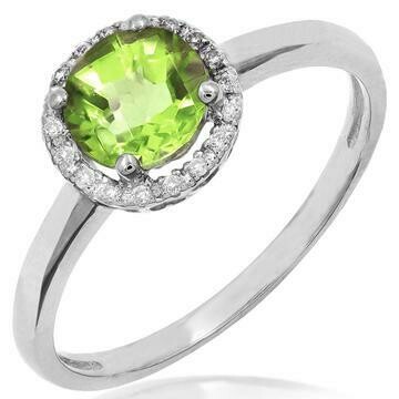 Peridot Ring with Diamond Halo 14KT Gold Peridot Ring with Diamond Halo 14KT Gold
