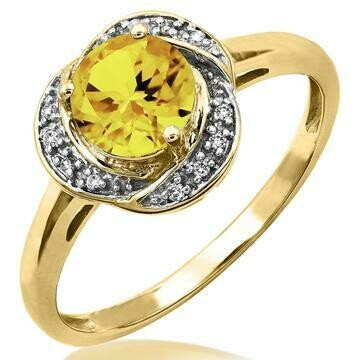Citrine Whirl Ring with Diamond Frame Yellow Gold Citrine Whirl Ring with Diamond Frame Yellow Gold