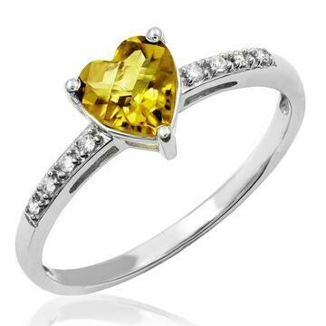 Heart Citrine Ring with Diamond Accent 14KT Gold Heart Citrine Ring with Diamond Accent 14KT Gold