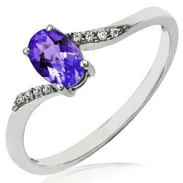 Oval Amethyst Bypass Ring with Diamond Accent White Gold Oval Amethyst Bypass Ring with Diamond Accent White Gold