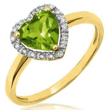 Heart Peridot with Diamond Frame Yellow Gold Heart Peridot with Diamond Frame Yellow Gold