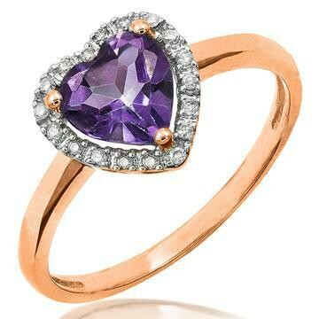 Heart Amethyst with Diamond Frame Rose Gold Heart Amethyst with Diamond Frame Rose Gold