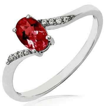 Oval Garnet Bypass Ring with Diamond Accent 14KT Gold Oval Garnet Bypass Ring with Diamond Accent 14KT Gold