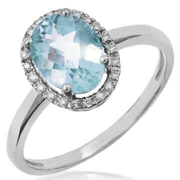 Oval Aquamarine Ring with Diamond Halo 14KT Gold Oval Aquamarine Ring with Diamond Halo 14KT Gold