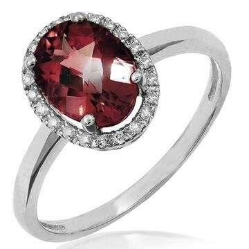 Oval Garnet Ring with Diamond Halo 14KT Gold Oval Garnet Ring with Diamond Halo 14KT Gold