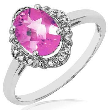 Vintage Inspired Oval Pink Topaz Ring with Diamond Halo 14KT Gold Vintage Inspired Oval Pink Topaz Ring with Diamond Halo 14KT Gold