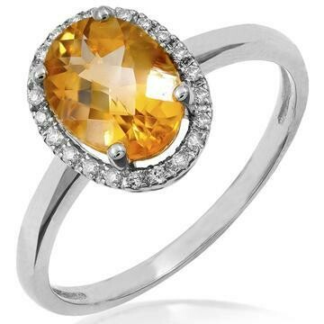 Oval Citrine Ring with Diamond Halo 14KT Gold Oval Citrine Ring with Diamond Halo 14KT Gold