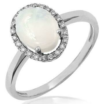 Oval Opal Ring with Diamond Halo 14KT Gold Oval Opal Ring with Diamond Halo 14KT Gold