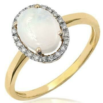 Oval Opal Ring with Diamond Frame Yellow Gold Oval Opal Ring with Diamond Frame Yellow Gold