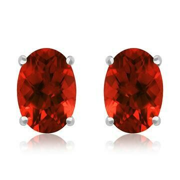 Oval Garnet Earrings 14KT Gold