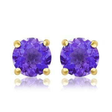 Round Amethyst Earrings Yellow Gold Round Amethyst Earrings Yellow Gold