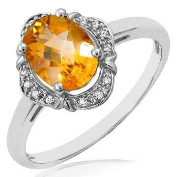Vintage Inspired Oval Citrine Ring with Diamond Halo 14KT Gold Vintage Inspired Oval Citrine Ring with Diamond Halo 14KT Gold