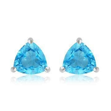Triangular Blue Topaz Earrings 14KT Gold Triangular Blue Topaz Earrings 14KT Gold