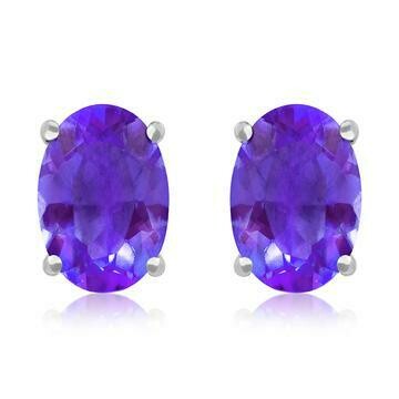 Oval Amethyst Earrings 14KT Gold