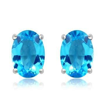 Oval Blue Topaz Earrings 14KT Gold Oval Blue Topaz Earrings 14KT Gold