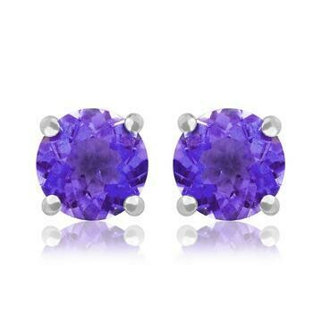 Round Amethyst Earrings 14KT Gold