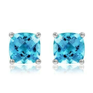 Cushion Blue Topaz Earrings 14KT Gold Cushion Blue Topaz Earrings 14KT Gold